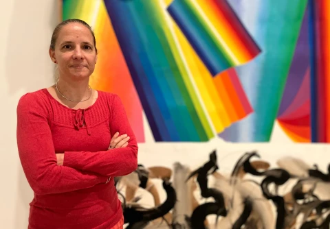 Kondor-Szilágyi Mária nyitó tárlatvezetése Keserü Ilona-Hommage - Tiszteletadás című kiállításában